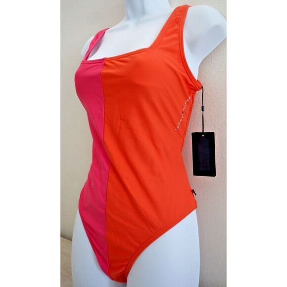 Tommy Hilfiger Women's Sz 8 Pink Dahia Split One-Piece Tankini Swimsuit - Picture 3 of 14